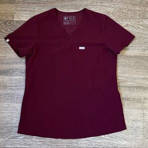 FIGS Catarina One Pocket Scrub Top  - Size Small - Burgundy